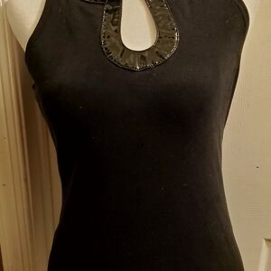 INC International Concepts Black Embellished Sleeveless Tank Top Gently Worn
